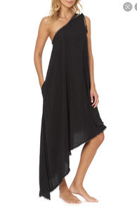 Red Carter Black One Shoulder Maxi Swim Cover Up Dress M